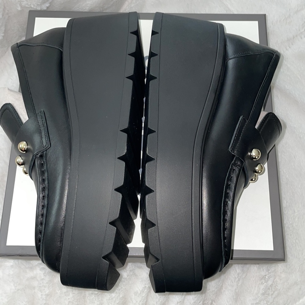 NWT J/SLIDES VICKY Black Leather Platform - Picture 14 of 16